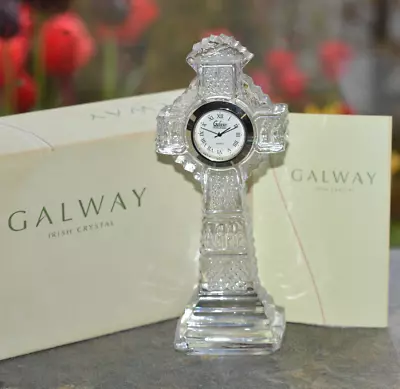 Buy Galway Irish Celtic Cross Glass Crystal Desk Clock Quartz 15cm Tall Ireland • 11.99£