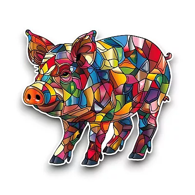 Buy Pig Farm Animal Stained Glass Mosaic Art Effect Vinyl Sticker Decal 100x91mm • 2.59£