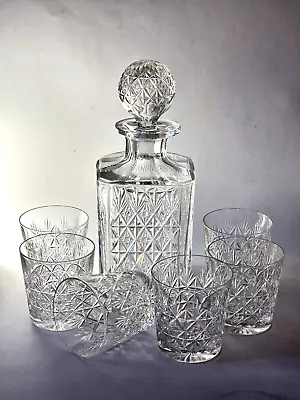 Buy Thomas Webb Crystal - Wellington - Decanter & Whiskey Tumblers Set 6 Glasses 3  • 180£