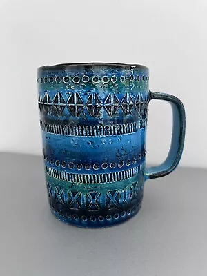 Buy Vintage Bitossi Blue Mug With Rimini Blu Decor - 1960s Italian Pottery • 45£