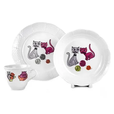 Buy 3pc Cats Children's Dinnerware Set Kids' Porcelain Plates & Mug Thun Czech • 32.78£