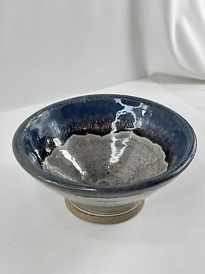 Buy Small Studio Art Pottery Decor Bowl.  Blue, Purple And Grey Glazed 6.25” D X 3”H • 20.17£