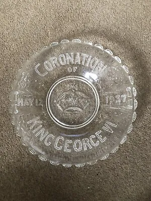 Buy Vintage 1937 Glass Plate - George The Sixth -  Coronation 1937 Exc Condition L1 • 8£