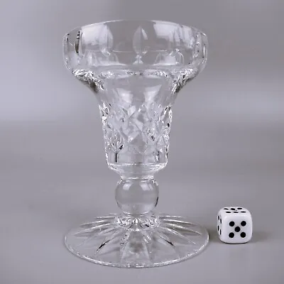 Buy Cut Crystal Candlestick Candle Holder. Vintage Glass. Footed. 4 1/8  • 9.99£