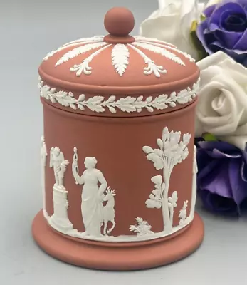 Buy Wedgwood Jasperware Terracotta With White Relief Lidded Pot. • 79.99£