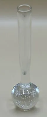 Buy Vintage Swedish Clear Glass Bud Vase. Hand Blown Controlled Bubbles 16cm Tall • 5£