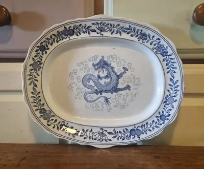 Buy Antique Dragon Platter Shang Adderley English Blue White Pottery • 25£
