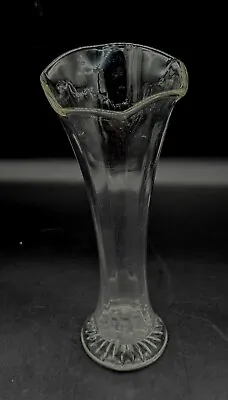 Buy Antique Hand Blown Clear Wavy Ribbed Swung Glass Vase 9  • 22.77£