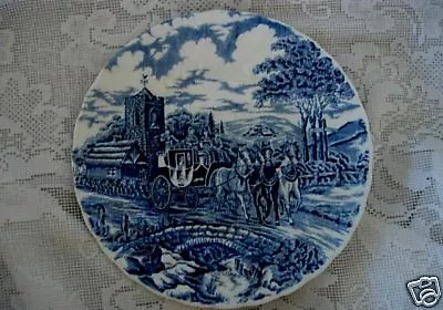 Buy Collectible Staffordshire Cobalt Blue Carriage Scenic Plate - Made In England • 16.38£