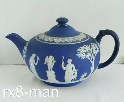 Buy Antique Wedgwood Cobalt Blue Jasperware Teapot & Cover Circa 1924 • 29.99£