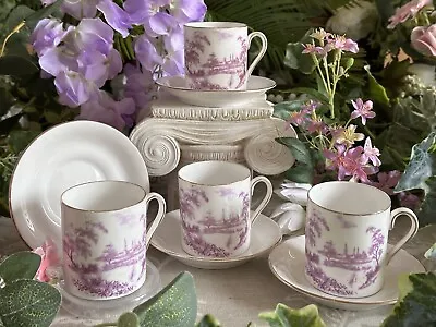 Buy Vintage Toile De Jouy Demitasse Coffee Cups & Saucers Royal Tuscan X FOUR • 35£