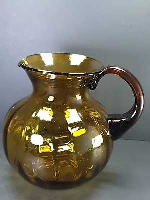 Buy Vintage Amber Bubble Glass Hand Blown Whitefriar Style Water Jug 8  • 25£