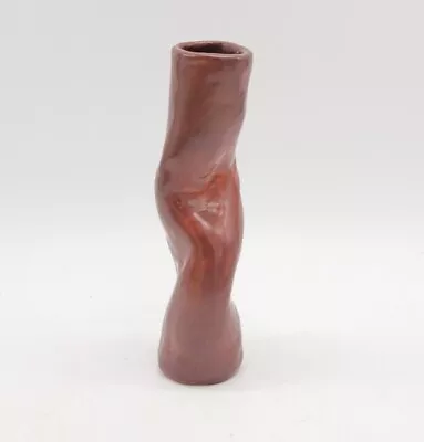 Buy Brutalist Bohemian Earthtones Rust Studio Art Pottery Vase Organic Twist Form • 23.43£