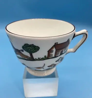 Buy Staffordshire Crown Hunting Scene Footed Cup 3 3/8  Dia 3 3/8  Dia X 2.75  T VTG • 38.40£