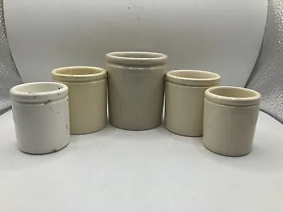 Buy 5 Old Stoneware Pots, Lightly Crazed (Q) • 15£