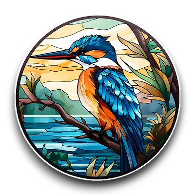 Buy LARGE Blue Kingfisher Bird Stained Glass Window Effect Vinyl Sticker Decal • 8.95£