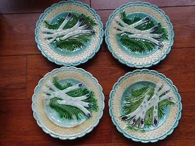 Buy Four Antique French Majolica Asparagus Plate Salins 9.5   Circa 1880 • 173.93£