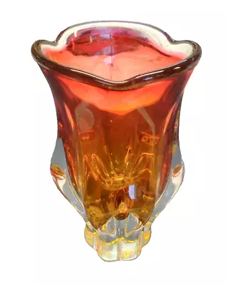Buy 1970's Vintage Murano Glass Vase - Pink & Orange • 27£