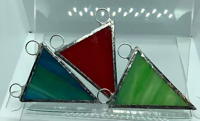 Buy F197 Stained Glass Bunting Hanging Flags THREE - Opal Glass Multi • 9£