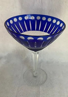 Buy Tommy Style Cobalt Cut To Crystal Cobalt Blue Cocktail Glass(s) Cut To Clear 7 ” • 113.40£