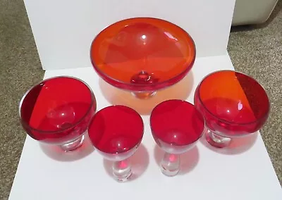 Buy Vintage Royal Doulton Julien MacDonald  Red Chunky Stem Crystal Glass • 59£