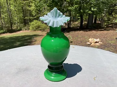 Buy Large Antique Fenton Ivy Green Cased Glass Vase / Jack In The Pulpit • 166.03£