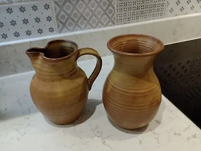 Buy Prinknash Abbey  Studio Pottery Eathernware Jug And Vase Approx 7  Tall • 12.99£