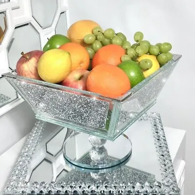 Buy X-Large Crushed Diamond Mirrored Gift Kitchen Fruit Bowl Storage Organizer  Deco • 54.99£