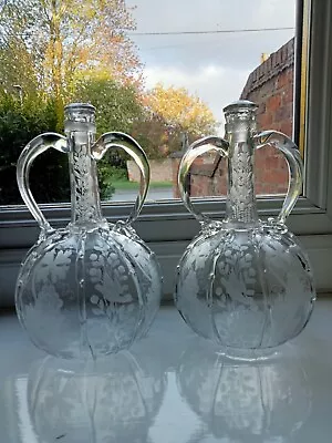 Buy Lovely Pair Antique Hand Blown 18c Dutch Twin Handled Globe Flask Decanter 35oz  • 221.20£