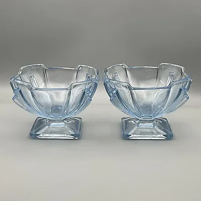 Buy 💙 A Gorgeous Pair Of Vintage/art Deco ‘sowerby’ Pressed Glass Sundae Dishes! • 20£