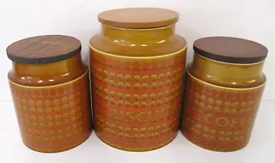 Buy Hornsea Pottery Saffron Cannisters Wooden Lids - Coffee, Biscuits, Plain  #W1 • 12.99£