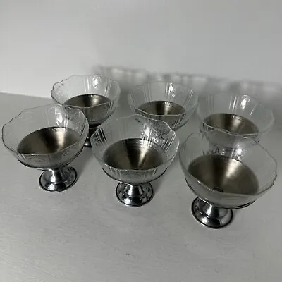 Buy Royal Lace Depression Glass Footed W Metal Holders Sherbert Bowls  Set Of 6 • 47.50£