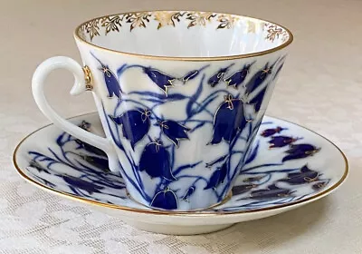 Buy Lomonosov Bluebells Teacup Cup Saucer Blue White Gold Trim Hand Decorated Russia • 33.78£