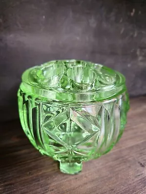 Buy Bagley Duchess Vase With Flower Frog Green Glass • 10£