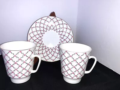 Buy Lomonosov Bone China Tea Cup Saucer Pink Net Flowers Collection Made In Russia   • 52.75£
