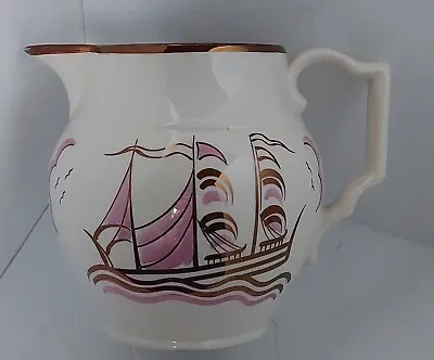 Buy Gray's Pottery Stoke On Trent Lustreware Pitcher Ships White Pink Bronze • 21.41£