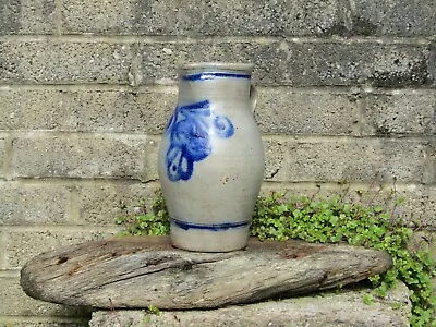 Buy Antique German Stoneware Jug - 19th Century Pottery With Blue - Large • 27.99£