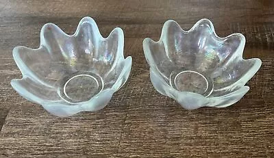 Buy Vintage Art Glass Blenko Clear Lotus Bowl Set Of 2 • 17.37£