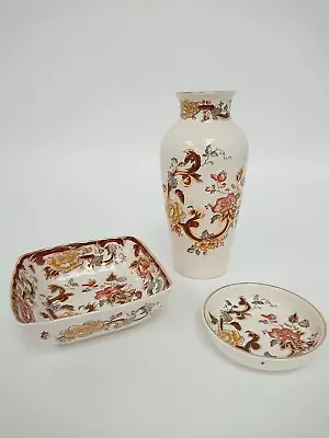 Buy Vintage Masons Ironstone England Brown Velvet  Trinket Dishes & Vase Collector • 9.99£