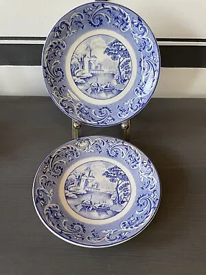 Buy Set Of 2 Blue Transferware Ridgway Venice Pattern Cup Saucer Plate Staffordshire • 17.13£
