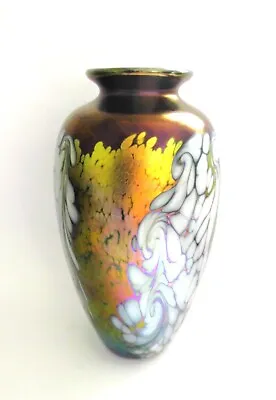 Buy Signed ,Okra 2004 Iridescent Art Glass Vase Sculpture 23cm Tall • 175£