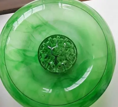 Buy Green Glass Bowl By George Davidson 1930s Veined Glass With Original Frog • 56£