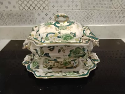 Buy Masons Green Chartreuse Very Large Soup Tureen With Ladle And Underplate Rare • 119.99£