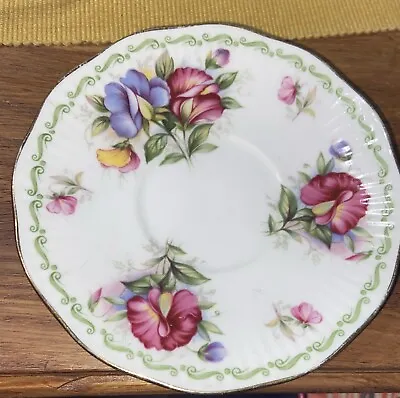 Buy Rosina Queens Saucer Bone China Special Flowers Sweet Pea April England Floral • 3£
