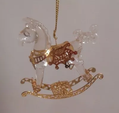 Buy Set(4)Clear Glass/Gold Metal Small Xmas Ornaments:Snowman,Ballerina,Tree,Horse • 18.86£