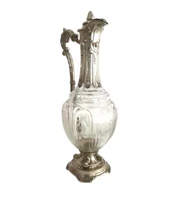 Buy Rare Antique French Sterling Silver Cut Glass, Claret Jug Decanter Jug Pitcher • 1,250£