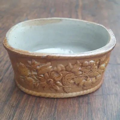 Buy Antique Brampton Pottery Salt Glaze Butter Dish Relief Moulded Floral Circa 1830 • 55£