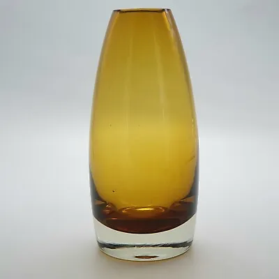 Buy Scandinavian Glass Vase Riihimäen Lasi Oy Finland Amber Clear Model 1365 MCM • 24.95£