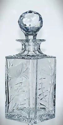 Buy ROYAL BRIERLEY Lead Crystal HONEYSUCKLE Cut Glass Square Whisky Decanter - 2kg • 40£