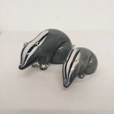 Buy PAIR OF LANGHAM GLASS Hand-Made Crystal Badgers Ornaments (H12) • 19.99£